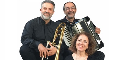 Im Bild (v.l.)  David Bruchez (Posaune und Trompete),  Antonella Lalli (Gesang) und Paolo D’Angelo (Akkordeon).