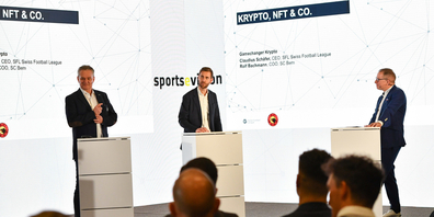 Rolf Bachmann, COO SC Bern, Claudius Schäfer, CEO SFL Swiss Football League, und Veranstaler Hans-Willy Brockes von ESB Marketing Netzwerk.