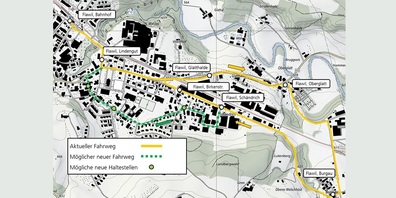 Mit einer möglichen Linienführung ab Schändrich via Erlenstrasse, Fichtenstrasse und Landbergstrasse könnten die betreffenden Quartiere durch den öffentlichen Verkehr besser erschlossen werden.