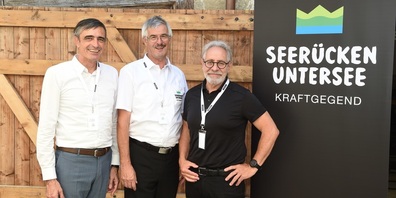Markenkommission Seerücken-Untersee Kraftgegend mit Thomas Harder (Kommissionspräsident), Roland Werner (Vereinspräsident), Theo Schnider (Direktor Biosphäre Entlebuch).