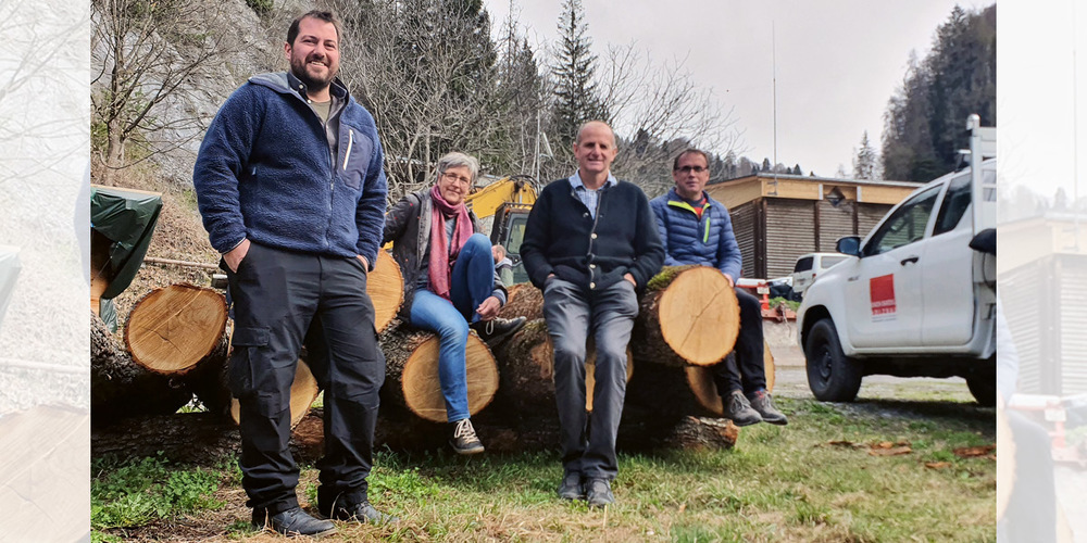 Der Vorstand der IG Privatwald Schiers. Mario Thöny, Marietta Kobald, Joos Meier und Paul Tscharner. 