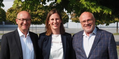 von links: Dr. Christof Steger (Verwaltungsratspräsident), Andrea Cristuzzi (neu gewählte Verwaltungsrätin) und Magnus Hugentobler (ausscheidender Verwaltungsrat)