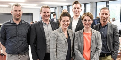Der Vorstand bleibt auch für das kommende Jahr unverändert (v.l.):  Silvan Baumgartner, Rolf Raschle (Präsident), Lucia Lazzaro, Yves Von Dach, Laila Saladin und Bernhard Gmür.