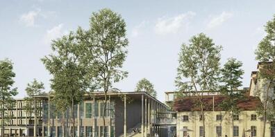 So sieht das Siegerprojekt für das neue Schulareal in Uetikon am See aus. (Visualisierung)