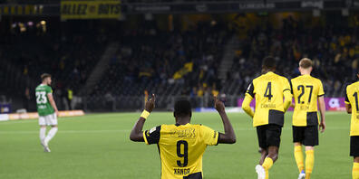 Wilfried Kanga jubelt nach seinem Penlaty-Tor zum 3:1 für YB gegen St.Gallen