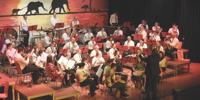 Im speziell dekorierten Saal nahm die Musikgesellschaft Eintracht Kaltbrunn das Publikum auf eine Musikreise durch Afrika.