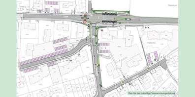 Plan zur Strassenraumgestaltung im Raum Hofacker-Mühlestrasse-Rainstrasse in Eschenbach.