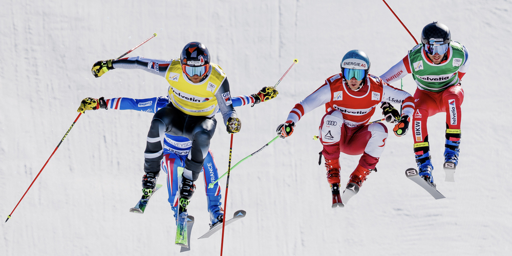 Der Heiligkreuzer Skicrosser Joos Berry (ganz rechts) hat sein Saisonziel, den Erhalt des Nationalmannschaftsstatus, erreicht.