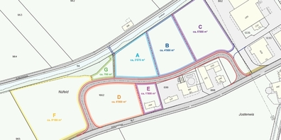 Übersichtsplan der aktuell geplanten Parzellierung und Erschliessung im Neufeld. Abgestimmt wird über den Verkaufspreis, es ist eine der Vorlagen.