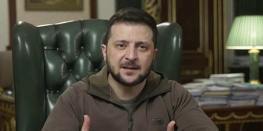 In diesem Bild aus einem Video des Pressebüros des ukrainischen Präsidenten spricht Wolodymyr Selenskyj, Präsident der Ukraine, in Kiew, Ukraine. Foto: Uncredited/Pressebüro des ukrainischen Präsidenten via AP/dpa - ACHTUNG: Nur zur redaktionellen...