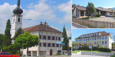 In Kaltbrunn bekommt der Kindergarten Lohren (r.o.) eine erneuerte Aussenanlage und das Schulhaus Hältli (r.u.) mehrere sanierte Innenräume.