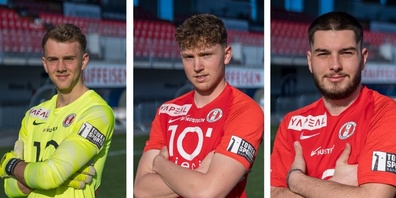 Calvin Heim, Timo Harperink und Metin Bahtiyari bleiben beim FC Rapperswil-Jona.