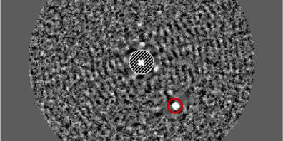 Ein Bild des Braunen Zwergs (im roten Kreis), das mit dem Very Large Telescope (VLT) aufgenommen wurde.
