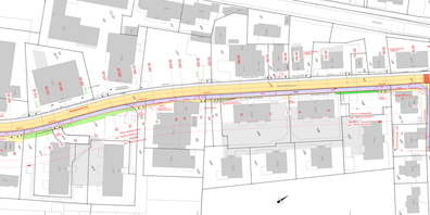 Kartenausschnitt zur geplanten Verlängerung des Geh- und Radwegs an der Benknerstrasse in Kaltbrunn.