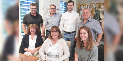 Vorstand von «Gewerbe Uznach»: (stehend v.l.n.r.) Martin Larcher, Mario Grob, David Wagner, Reto Hofstetter, (sitzend v.l.n.r.) Monika Böckmann, Regula Löffel, Tamara Oberholzer.