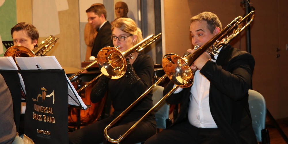 Die Musiker der Universal Brass Band Wil in ihrem Element