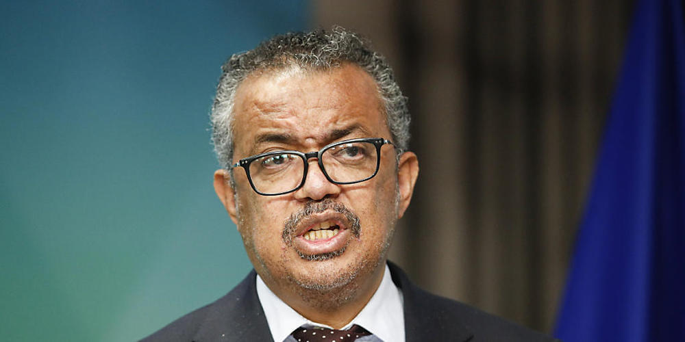 ARCHIV - WHO-Chef Tedros Ghebreyesus warnt beim Treffen der Gesundheitsminister der G20 vor Nachlässigkeit angesichts sinkender Infektionszahlen. Foto: Johanna Geron/Pool Reuters/AP/dpa