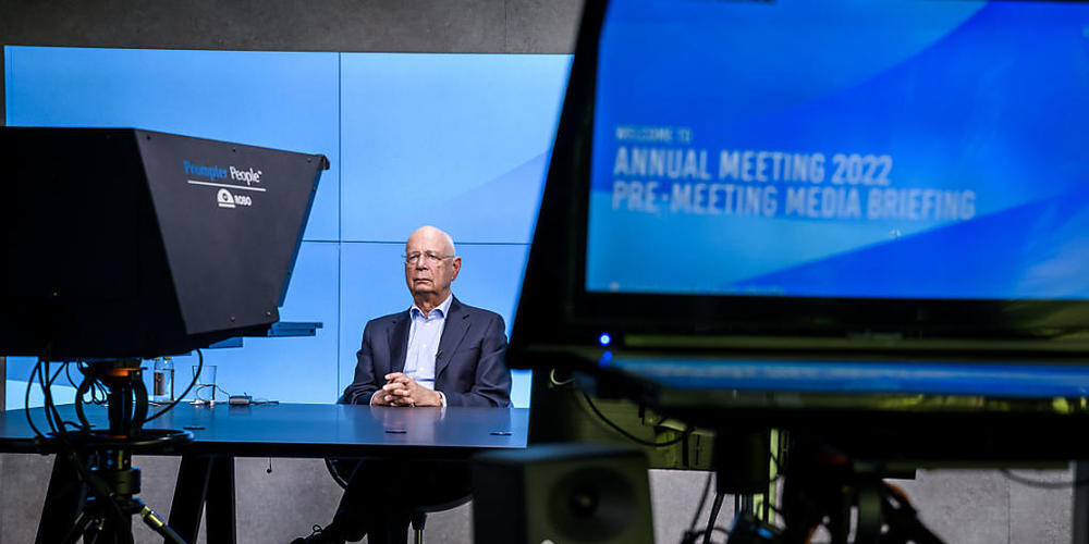 Klaus Schwab an der Medienkonferenz zum WEF 2022.