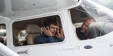 Jetzt geht’s los für den Co-Piloten Michael Walli.