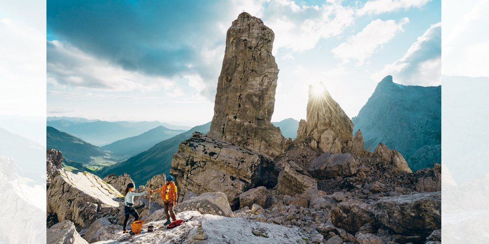 Klettern: Mehrseillänge am Schijenzahn.  