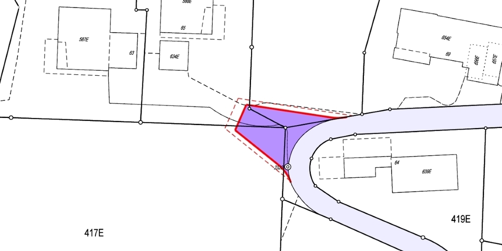 Auszug des Teilstrassenplans für den neuen Wendeplatz (in dunklerem Violett) der Sonnenbergstrasse in Gebertingen.