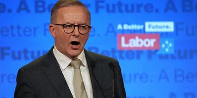 Anthony Albanese spricht auf einer Veranstaltung der Labor Party in Sydney. Foto: Rick Rycroft/AP/dpa