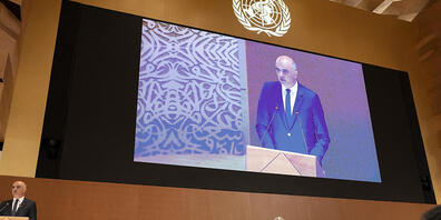 Gesundheitsminister Alain Berset bei seiner Eröffnungsrede an der 75. Weltgesundheitsversammlung am Sonntag in Genf.