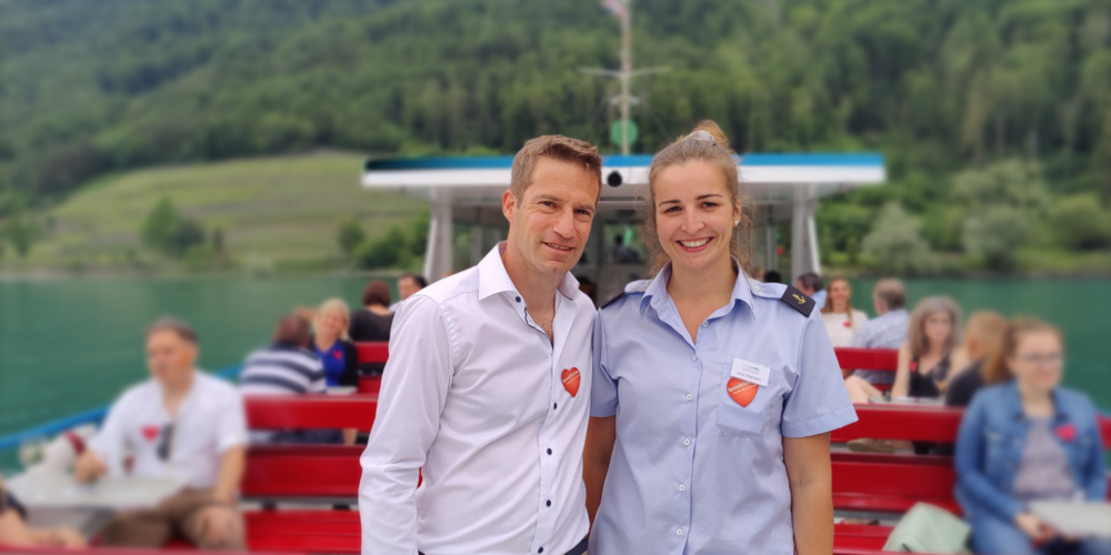 Die Organisatoren: Nick Ganz von der Speedflirting GmbH und Irene Thalmann vom Schiffsbetrieb Walensee.