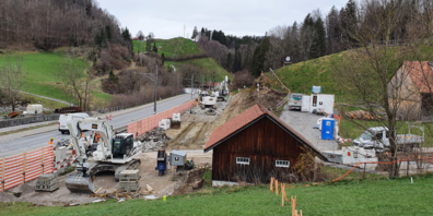 Bauarbeiten bei der Kreuzungsstelle Eggli 