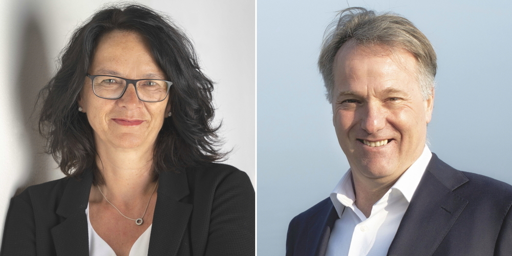 Gabi Tremp (l.), amtierende Gemeinderätin, kandidiert als Schänner Gemeindepräsidentin. Andreas Graf (r.) möchte volksnaher Gemeindepräsident von Schänis werden