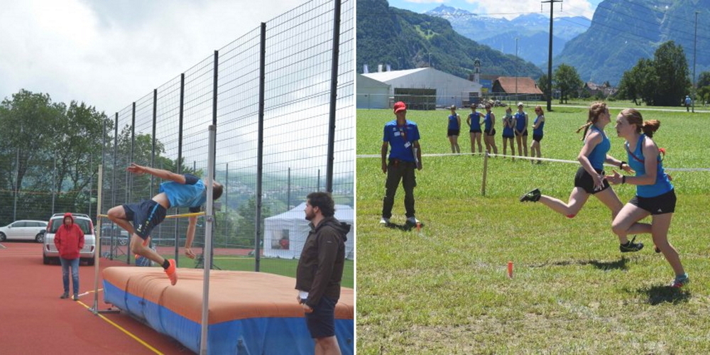 Impressionen von den Einzelwettkämpfen (l.) und dem Sektionswettkampf am Glarner-Bündner Turnfest.