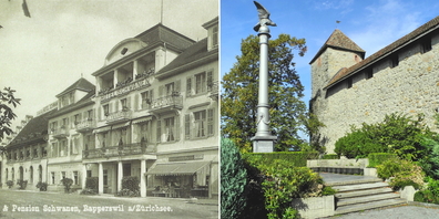 Der Schwanen Rapperswil (l.) diente seit der Einweihung der polnischen Freiheitssäule als Stätte der Begegnung und Hoffnung für die Polen.