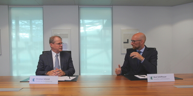 SGKB-CEO Christian Schmid (l.) und Konjunktur- und Finanzexperte Beat Schiffauer.