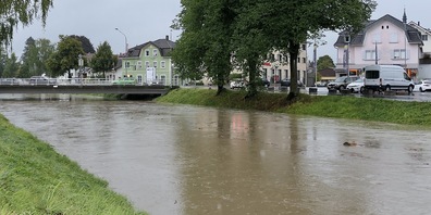 Die Situation beim Rheintalbinnenkanal kürzlich bei nur einem Tag Starkregen
