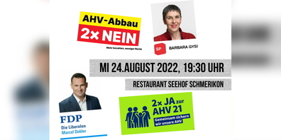 AHV21: Abbauvorlage oder Gleichstellung? Darüber diskutieren FDP-Nationalrat Marcel Dobler (l.) und SP-Nationalrätin Barbara Gysi in Schmerikon.