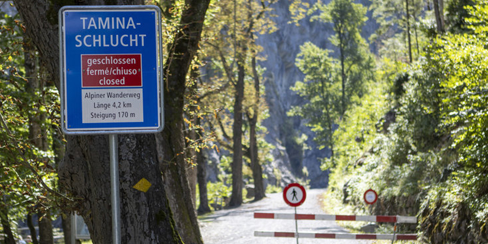 Neu bis zum 31.August: Die Taminaschlucht bleibt nach dem tragischen Unglück von vergangenen Sonntag weiterhin gesperrt. 
