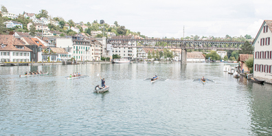 Die Jubiläums-Regatta des Ruderclubs Schaffhausen wurde zwischen dem Güterhof und dem Salzstadel in Schaffhausen durchgeführt.