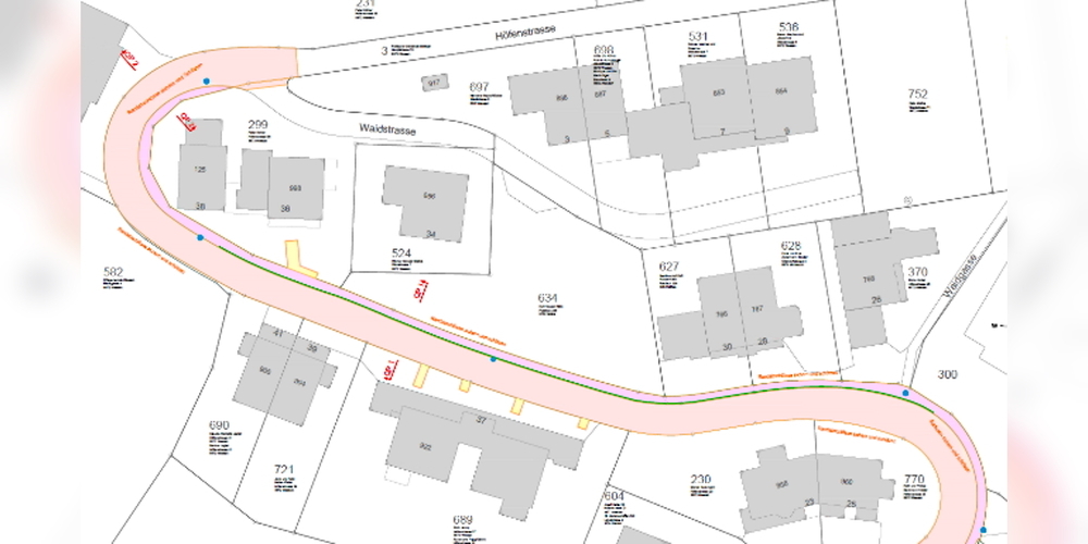 Karte mit dem von der Sanierung betroffenen Abschnitt der Höfenstrasse in Weesen.