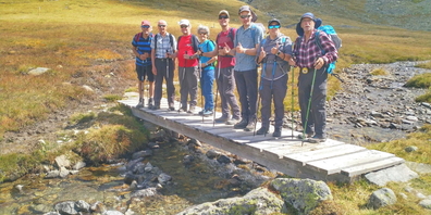 Drei Betreuer und sechs Betreute waren bei schönem Spätsommerwetter in und um Pontresina unterwegs.