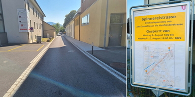 Mit dem Deckbelagseinbau kommen die Sanierungsarbeiten an der Spinnereistrasse (l.) zum Abschluss.