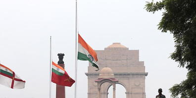 Das India Gate im Anfang des 20. Jahrhunderts noch von der britischen Kolonialmacht erbauten Neu-Delhi. (Archivbild)