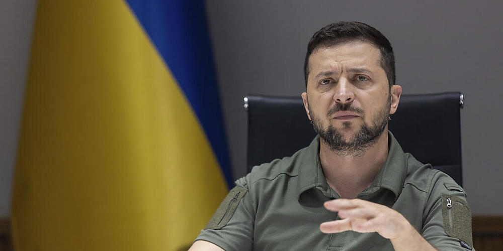 ARCHIV - Wolodymyr Selenskyj, Präsident der Ukraine, spricht während eines Videomeetings. Foto: Ukrainian Presidential Press Office/Planet Pix via ZUMA Press Wire/dpa - ACHTUNG: Nur zur redaktionellen Verwendung und nur mit vollständiger Nennung d...