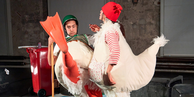 Paul Furtwängler und Robi Tissi Graf als Ente und Huhn