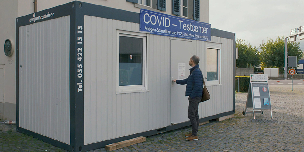 Covid-Testcenter am Fischmarkt in Rapperswil-Jona, betrieben von der "Bahnhof-Apotheke"