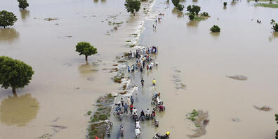 Bei den schwersten Überschwemmungen seit einem Jahrzehnt sind in Nigeria seit Juni mehr als 600 Menschen ums Leben gekommen. Im Bild Überschwemmungen im September in Hadeja. (Archivbild)