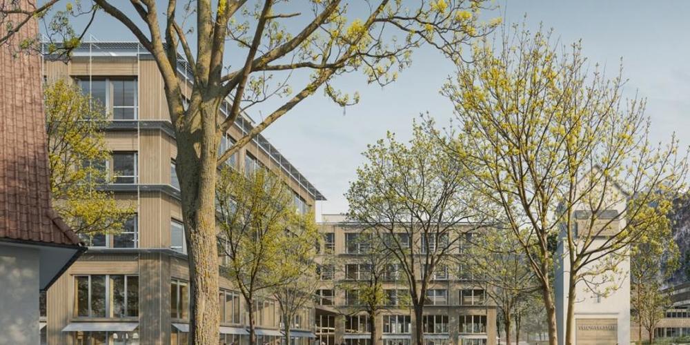 Der neue Campus in Chur soll für 178 Millionen Franken die fünf Standorte und neun Gebäude der Fachhochschule Graubünden unter einem Dach vereinen. (Visualisierung)