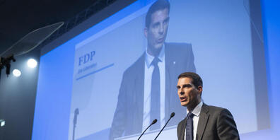 Parteipräsident Thierry Burkart stimmte die FDP-Delegierten am Samstag auf das kommende Wahlkampfjahr ein.