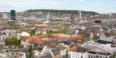 Blick vom Verwaltungszentrum Werd, in dem sich das Finanzdepartement befindet, auf die kreditwürdige Stadt.