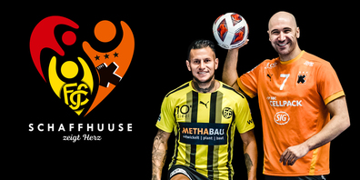 Raúl Bobadilla gegen Joan Cañellas – am 22. Januar messen sich die Fussballstars des FC Schaffhausen mit den Handballstars der Kadetten. 