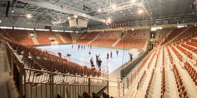 Die Spieler der Kadetten Schaffhausen bereiten sich auf die morgige Partie vor. 